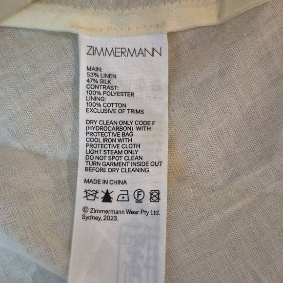 Zimmermann Harmony Linen-Silk Ruffled Floral Minidress Size 12 - Picture 7 of 9
